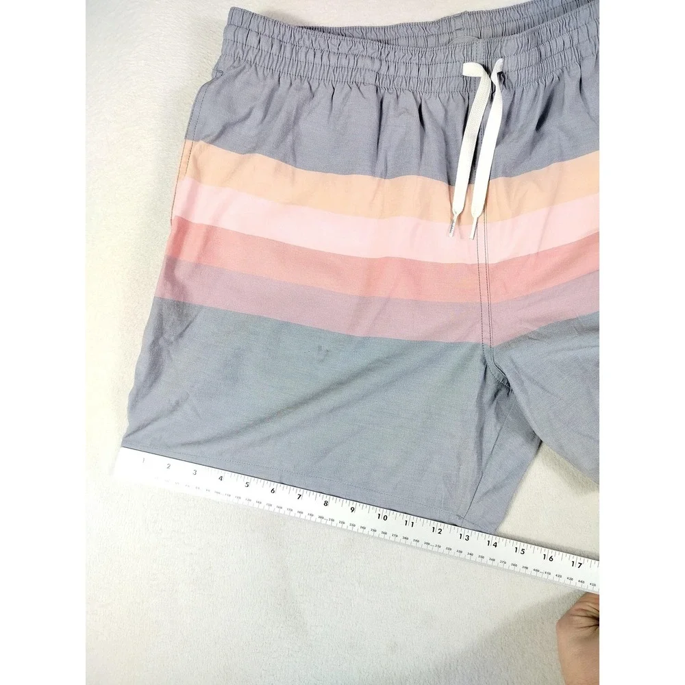 Chubbies Swim Trunks Shorts Mens 2XL Gray Pastel‎ Stripe 5.5 Inseam Drawstring